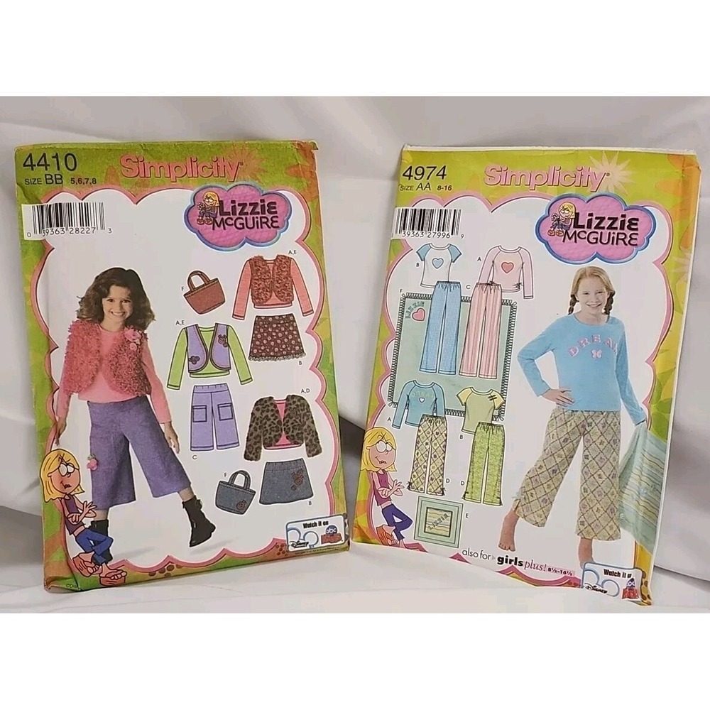 Simplicity Lizzie McGuire‎ Disney Sewing Pattern Lot of 2 Y2K 4410 & 4974